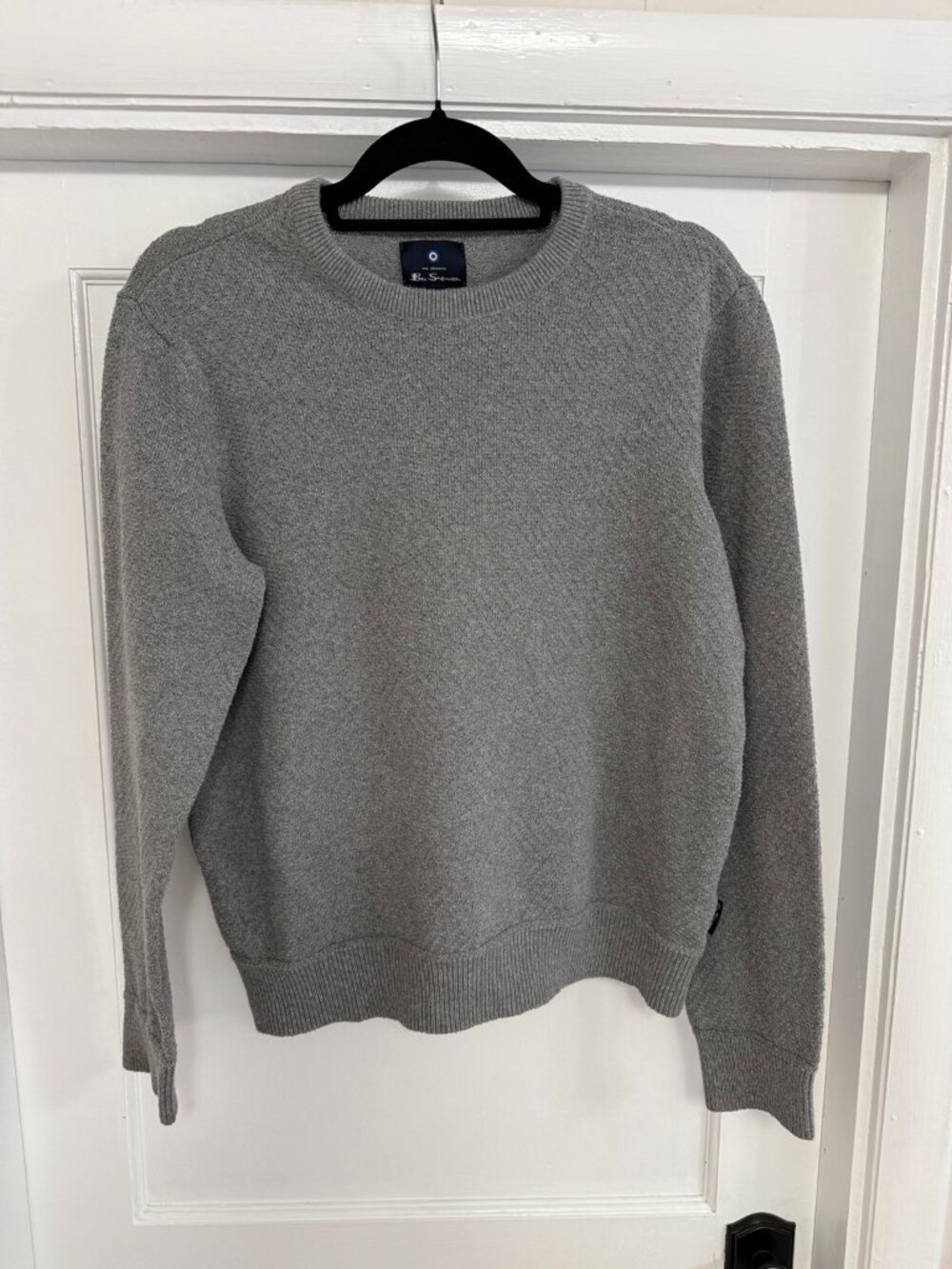 Ben Sherman Men’s Large Gray Crewneck Knit Sweater Recycled Cotton